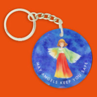 Cute Colourful Guardian Angel Religious Watercolor