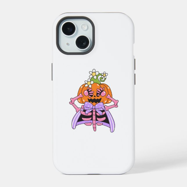 Cute & Colourful Halloween Bones iPhone 15 Case (Back)