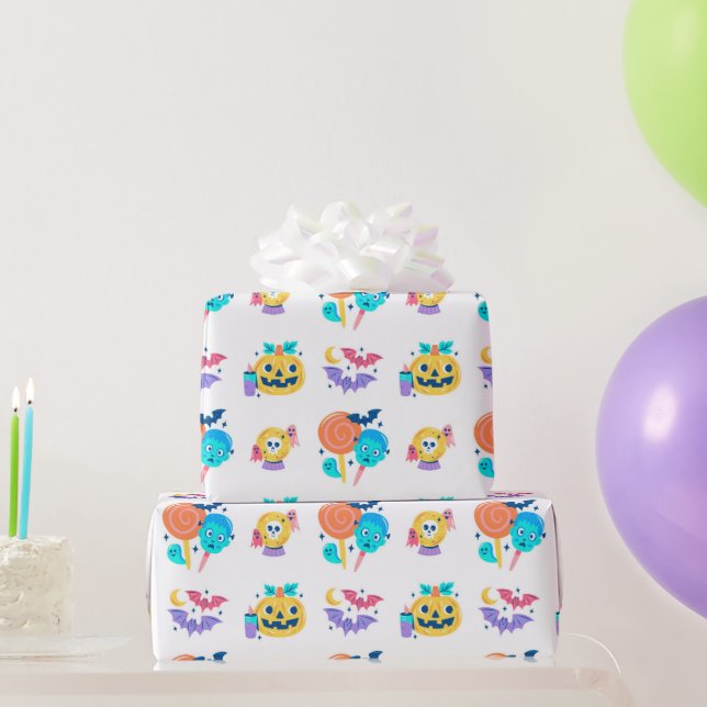 Cute Colourful Halloween Kids Party Gift Wrapping Paper (Party Gifts)