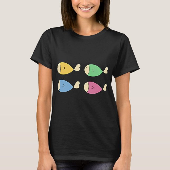 Cute Colourful Hand Drawn Fish Set T-Shirt (Front)