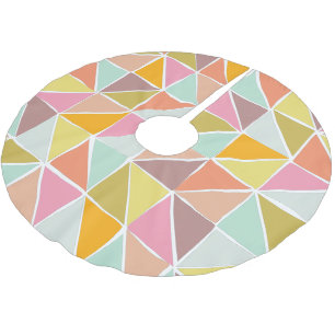Cute Colourful Hand Drawn Geometric Pattern Brushed Polyester Tree Skirt