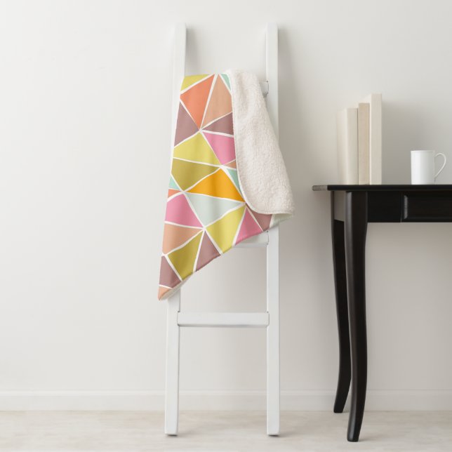 Cute Colourful Hand Drawn Geometric Pattern Sherpa Blanket (In Situ)