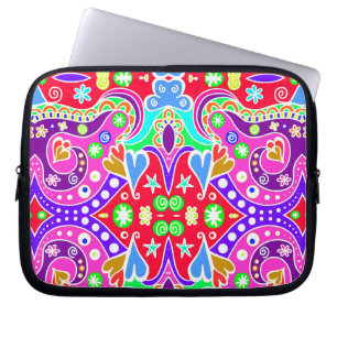 Cute colourful hand drawn pattern envelope laptop sleeve