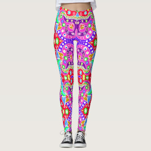 Cute colourful hand drawn pattern envelope leggings
