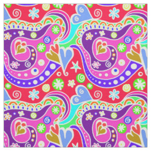 Cute colourful hand drawn pattern fabric