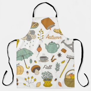 cute colourful hand drawn vintage fall set  apron
