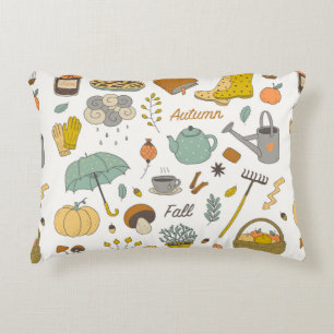 cute colourful hand drawn vintage fall set decorative cushion