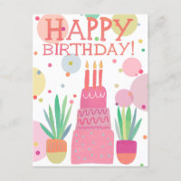 Cute Colourful Happy Birthday Cake Pink Bold Pop