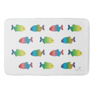 Cute Colourful Happy Fish Pattern Bath Mat