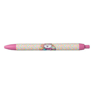 Cute,  & colourful Hawaiian/tropical Easter bunny Black Ink Pen