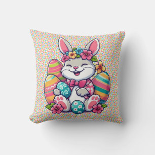 Cute, & colourful Hawaiian/tropical Easter bunny Cushion