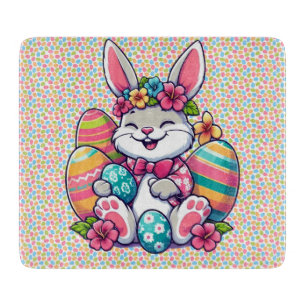 Cute,  & colourful Hawaiian/tropical Easter bunny Cutting Board
