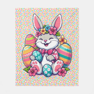 Cute, & colourful Hawaiian/tropical Easter bunny Fleece Blanket