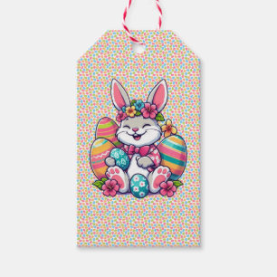 Cute,  & colourful Hawaiian/tropical Easter bunny Gift Tags