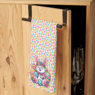 Cute,  & colourful Hawaiian/tropical Easter bunny Tea Towel
