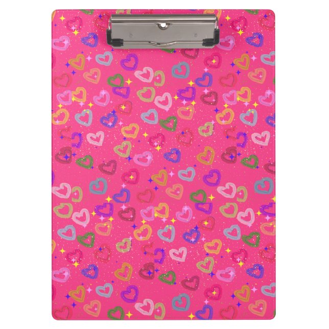Cute Colourful Heart  Clipboard (Front)
