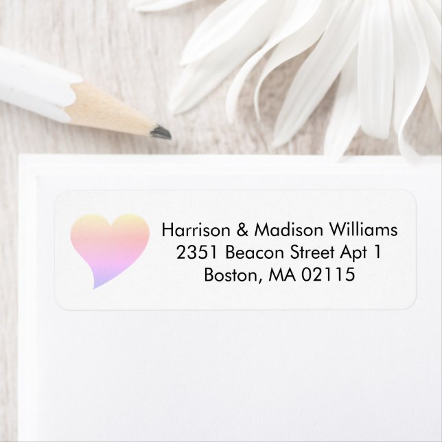 Cute colourful heart custom Return Address (Insitu)