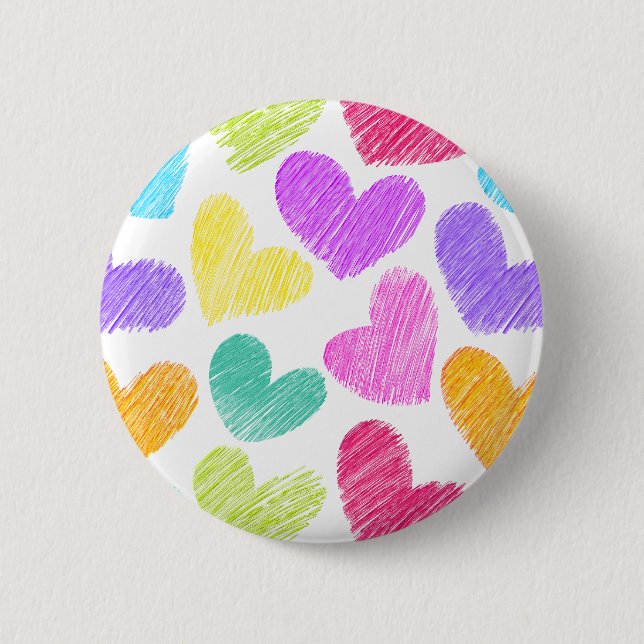 Cute Colourful Heart Pastel Valentine Love Pattern 6 Cm Round Badge (Front)