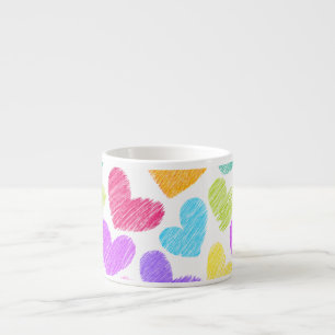 Cute Colourful Heart Pastel Valentine Love Pattern Espresso Cup
