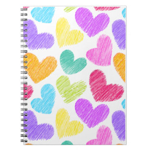 Cute Colourful Heart Pastel Valentine Love Pattern Spiral Notebook