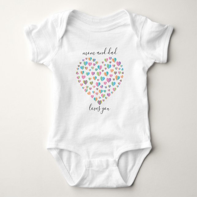 Cute Colourful Heart Pattern Baby Bodysuit (Front)
