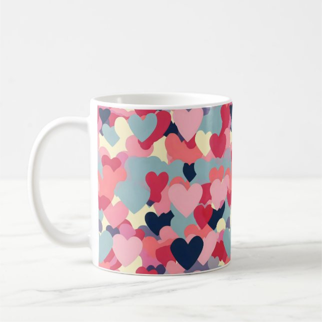 Cute Colourful Heart Pattern Coffee Mug (Left)