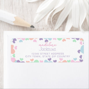 Cute Colourful Heart Purple Girly Script Address