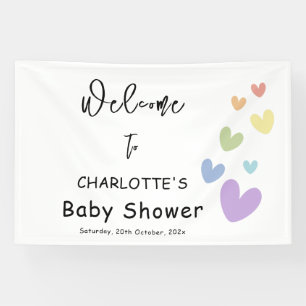 Cute & Colourful Hearts Baby Shower Banner