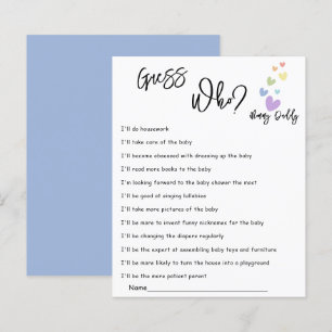 Cute & Colourful Hearts Baby Shower Guess Who Game
