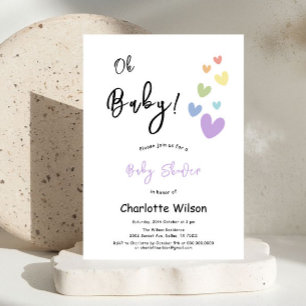 Cute & Colourful Hearts Baby Shower Invitation