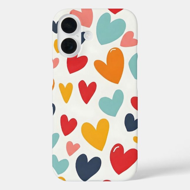 Cute Colourful Hearts Doodle Romantic Case-Mate iPhone Case (Back)