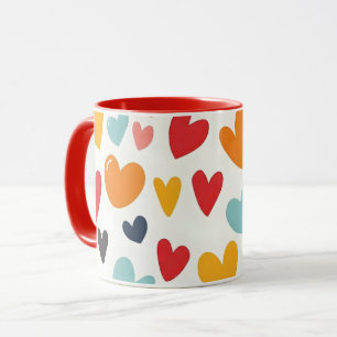 Cute Colourful Hearts Doodle Romantic Mug