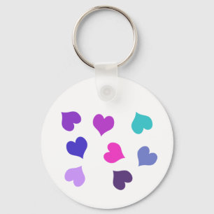 Cute colourful hearts key ring