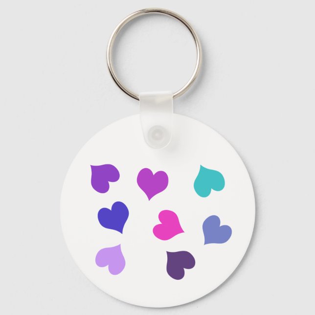 Cute colourful hearts key ring (Front)