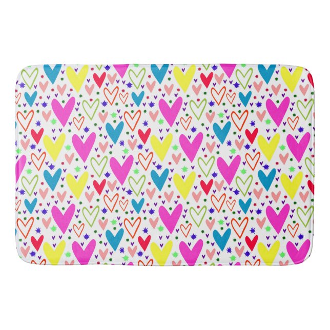 Cute colourful hearts pattern Case-Mate iPhone cas Bath Mat (Front)