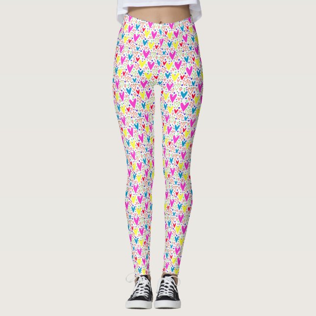 Cute colourful hearts pattern Case-Mate iPhone cas Leggings (Front)
