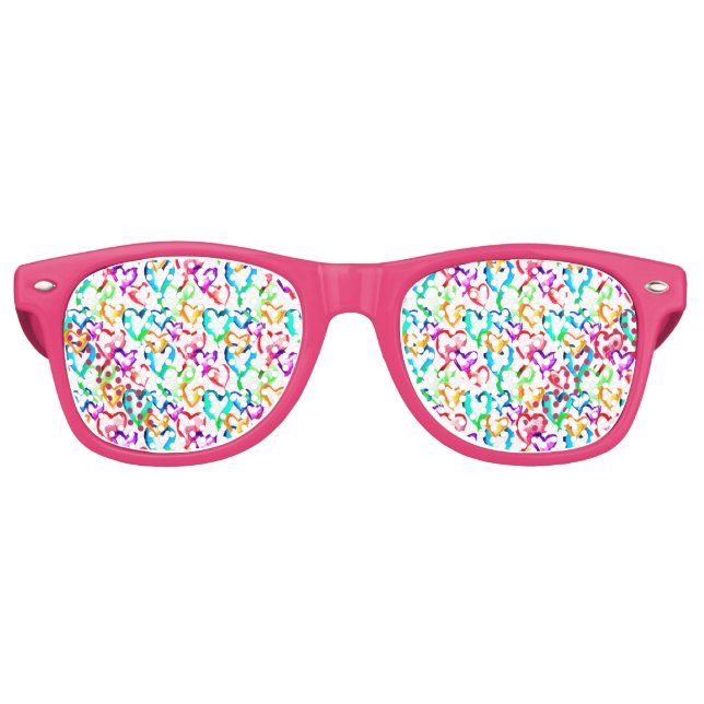 Cute colourful hearts pattern retro sunglasses (Front)