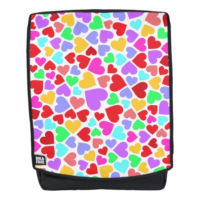 Cute colourful hearts patterns backpack (Front)