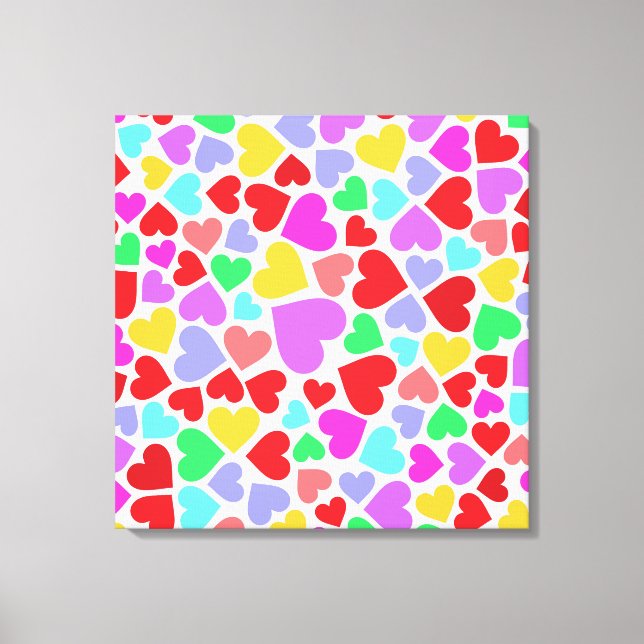 Cute colourful hearts patterns canvas print (Front)