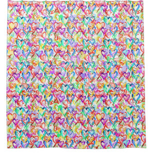 Cute colourful hearts patterns shower curtain