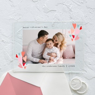 Cute Colourful Hearts Photo Valentine's Day Acrylic Invitations