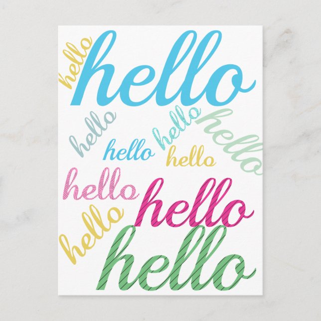 Cute Colourful Hello Postcard (Front)