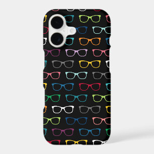 Cute Colourful Hipster Glasses Black Pattern