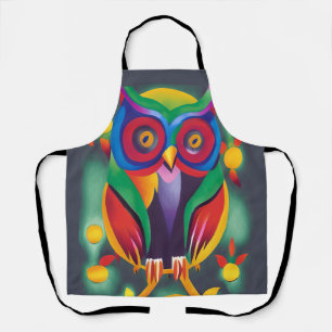 Cute Colourful Holographic Owl  Apron