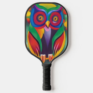 Cute Colourful Holographic Owl Pickleball Paddle