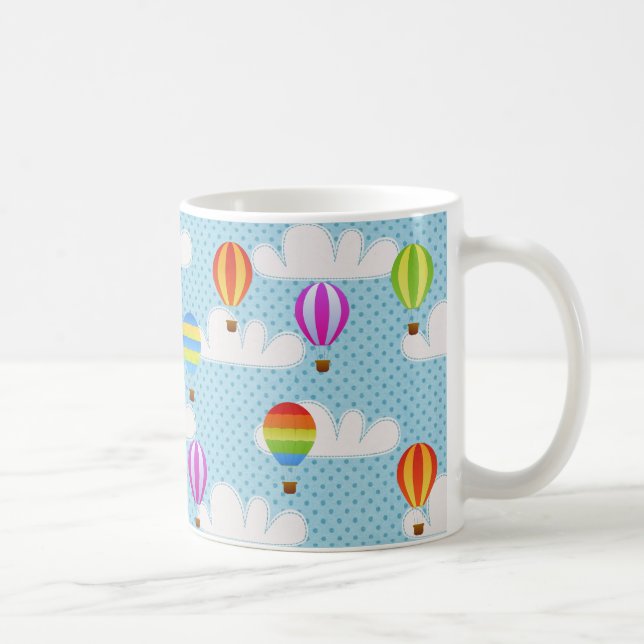 Cute Colourful Hot Air Balloons Pattern Coffee Mug (Right)
