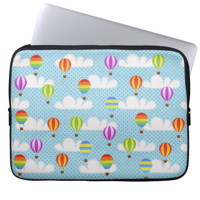 Cute Colourful Hot Air Balloons Pattern Laptop Sleeve (Front)