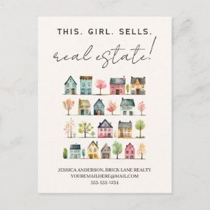Cute Colourful Houses This Girl Sells Real Estate  Postcard