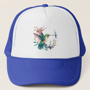 Cute Colourful Hummingbird and flowers Trucker Hat