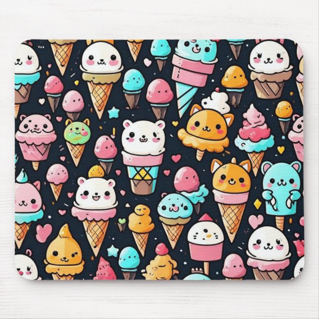 Cute colourful ice cream cones  mouse pad (Front)